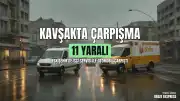 Eskişehir'de İşçi Servisi ile Otomobil Kavşakta Çarpıştı: 11 Yaralı