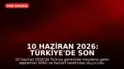 10 Haziran 2026: Türkiye'de Son Depremler AFAD ve Kandilli Tarafından Duyuruldu