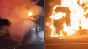 Ankara Otoyolu'nda Tavuk Eti Taşıyan TIR Yangın Geçirdi
