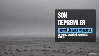 28 Temmuz 2026 Tarihli AFAD ve Kandilli Rasathanesi Son Depremler Listesi