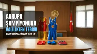 Bilecik Valisi Faik Oktay Sözer, Avrupa Şampiyonu Güreşçi Salih Yusuf Yazıcı'yı Makamında Kabul Etti