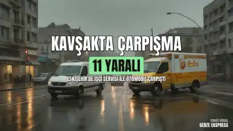 Eskişehir'de İşçi Servisi ile Otomobil Kavşakta Çarpıştı: 11 Yaralı