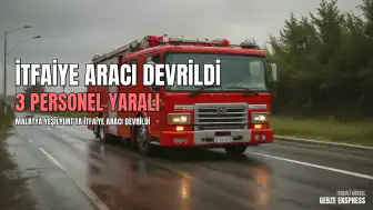Malatya'da İtfaiye Aracının Devrilmesi Sonucu 3 Personel Yaralandı