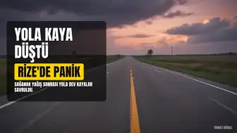 Rize'de Sağanak Yağış Sonrası Yamaçtan Kaya Parçaları Karadeniz Sahil Yolu'na Düştü