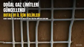 BOTAŞ, 81 İl İçin Doğal Gaz Tüketim Limitlerini Güncelledi: Kasım ve Aralık Ayları Tüketim Sınırları Belirlendi
