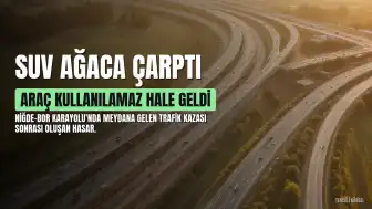 Niğde-Bor Karayolu'nda Kaza: SUV Refüje Çıkarak Ağaca Çarptı, Araç Kullanılamaz Hale Geldi