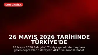 26 Mayıs 2026 Tarihinde Türkiye'de Meydana Gelen Son Depremler