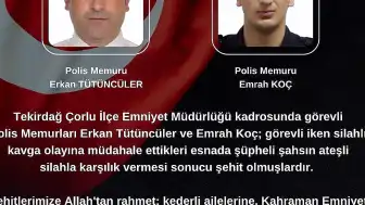 Çorlu'da Görev Yapan İki Polis Memuru Şehit Oldu