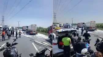 Esenyurt TEM Otoyolu'nda Tanker ve TIR Çarpıştı