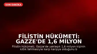 Filistin Hükümeti: Gazze'de 1,6 Milyon Kişi Kıtlık Tehlikesi Altında