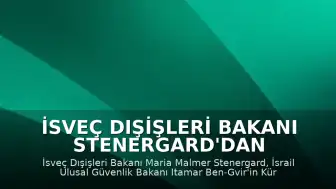 İsveç Dışişleri Bakanı Stenergard'dan İsrail'in Aktivistlere Muamelesine Tepki