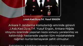 Jandarma Astsubay Üstçavuş Y.E. Trafik Kazasında Şehit Oldu