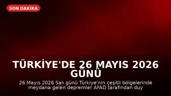 Türkiye'de 26 Mayıs 2026 Günü Meydana Gelen Depremler AFAD Tarafından Duyuruldu