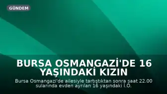 Bursa Osmangazi'de 16 Yaşındaki Kızın Kaybolması Üzerine Arama Çalışması Başlatıldı