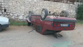 Aydın'da Motosikletten Kaçarken Ters Dönen Otomobilde 1 Yaralı