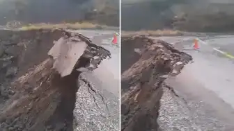 Tokat'ta Heyelan: Köy Yolu Çöktü, O Anlar Kamerada