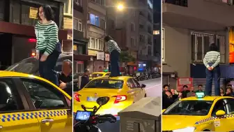 Şişli'de Kadın Taksiciyle Tartıştı, Aracın Üzerine Çıktı