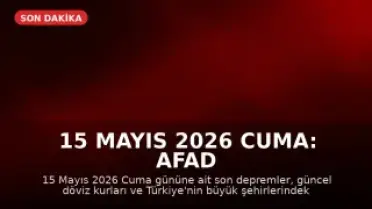 15 Mayıs 2026 Cuma: AFAD Son Depremler ve Hava Durumu Güncellemesi
