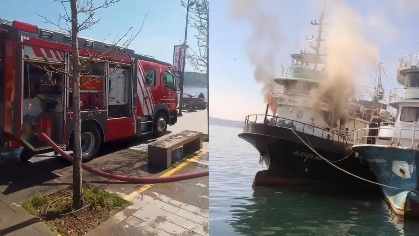 Sarıyer Sahili'nde Demirli Teknede Yangın: Ekipler Müdahale Etti