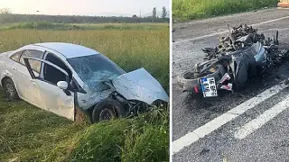 Bursa'da Trafik Kazası: Otomobil Tarlaya Uçtu, Motosiklet Elektrik Direğine Çarptı: 4 Yaralı