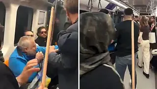 Metroda Şampiyonluk Kutlaması Kavgaya Dönüştü: Oklavalı Müdahale Kamerada