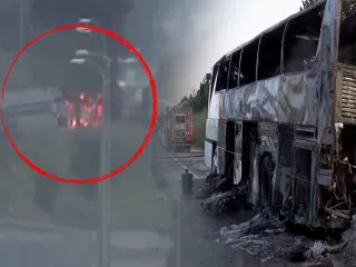 Tuzla'da Tur Otobüsü Motor Kısmından Alev Aldı: 43 Yolcu Tahliye Edildi